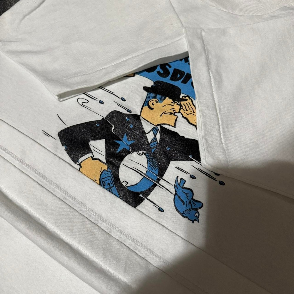 RARE VINTAGE 90s Screen Stars Fearless Fosdick White Graphic Tee - Medium - Picture 4 of 8